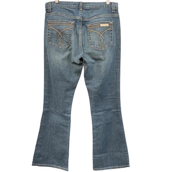 Calvin Klein Women’s Flare Blue Denim Jeans Size 6 Mid Rise Stretch - Picture 2 of 8